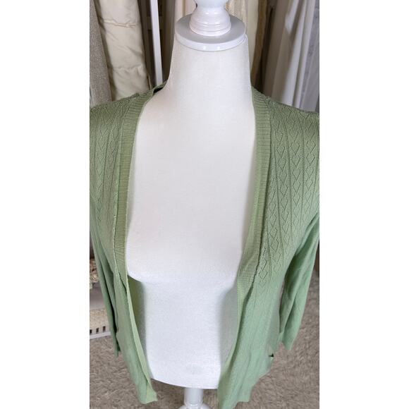 Debut Women's Size L Sage Green Open Front Cardigan Sweater #0241 - Picture 2 of 10